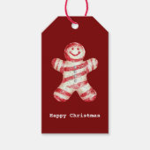 Kerst Rood Wit Pepermunt Gingerbread Cookie Cadeaulabel (Voorkant)