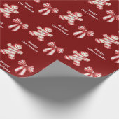 Kerst Rood Wit Pepermunt Gingerbread Cookie Cadeaupapier (Hoek)