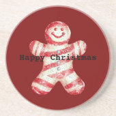 Kerst Rood Wit Pepermunt Gingerbread Cookie Zandsteen Onderzetter (Voorkant)