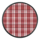 Kerst Rood Wit Plaid Hockey Puck (Voorkant)