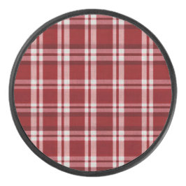 Kerst Rood Wit Plaid Hockey Puck