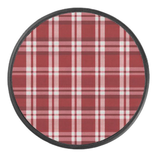 Kerst Rood Wit Plaid Hockey Puck (Voorkant)