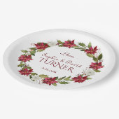 Kerst Rood Wit Poinsettia Krans Huwelijk Papieren Bordje (Gekanteld)