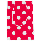 Kerst Rood Wit Polka Dots Classic Sjabloon Medium Cadeauzakje (Voorkant)