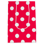 Kerst Rood Wit Polka Dots Classic Sjabloon Medium Cadeauzakje (Achterkant)