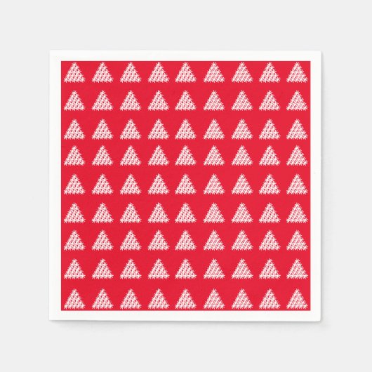 Kerst rood wit sneeuw Sterren Bomen papier Servet (Voorkant)