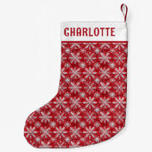 Kerst Rood Wit Sneeuwvlok Gepersonaliseerde naam Kleine Kerstsok (Achterkant)