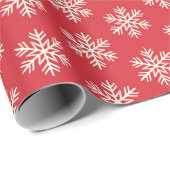 Kerst Rood & Wit Sneeuwvlokken Vakantiepatroon Cadeaupapier (Rol Hoek)