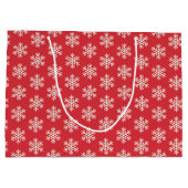 Kerst Rood & Wit Sneeuwvlokken Vakantiepatroon Groot Cadeauzakje (Achterkant)