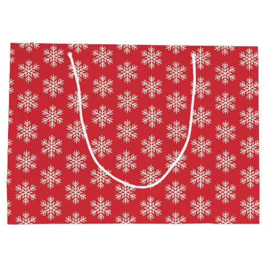 Kerst Rood & Wit Sneeuwvlokken Vakantiepatroon Groot Cadeauzakje (Achterkant)