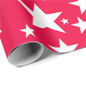 Kerst Rood Wit Sterren Nostalgisch Elegant Cadeaupapier (Rol Hoek)