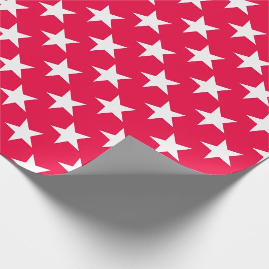 Kerst Rood Wit Sterren Nostalgische Sjabloon Chic Cadeaupapier (Hoek)