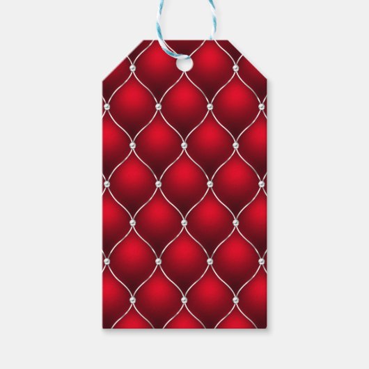 KERST ROOD & WIT TUFTED UITZIENDE PATROON CADEAULABEL (Voorkant)