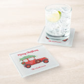 Kerst Rood Wit Vakantie Kerstfeest Glazen Onderzetter (Schuin)