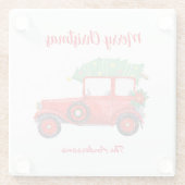 Kerst Rood Wit Vakantie Kerstfeest Glazen Onderzetter (Achterkant)