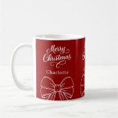 Kerst rood witte boog script koffiemok (Links)