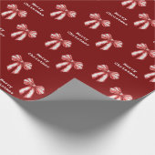 Kerst Rood Witte Pepermunt Bogen Cadeaupapier (Hoek)