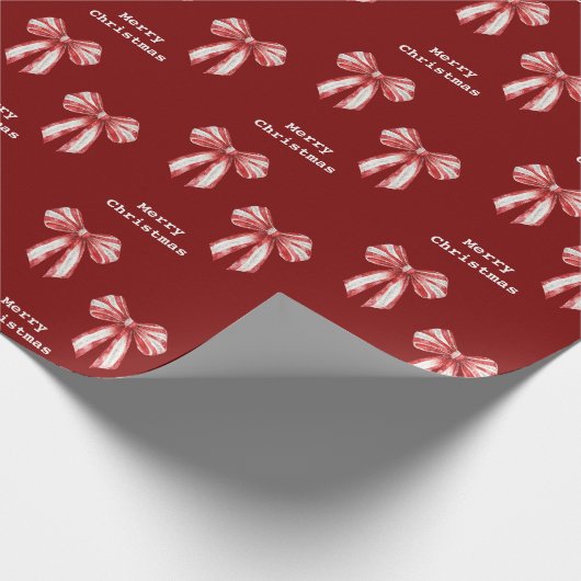 Kerst Rood Witte Pepermunt Bogen Cadeaupapier (Hoek)