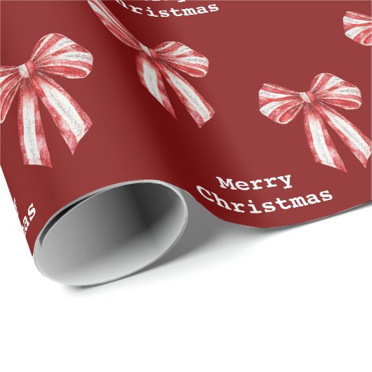 Kerst Rood Witte Pepermunt Bogen Cadeaupapier (Rol Hoek)