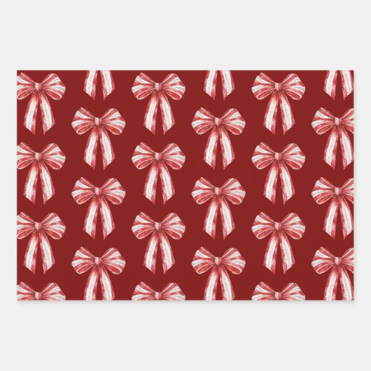 Kerst Rood Witte Pepermunt Bogen Inpakpapier Vel (Voorkant)