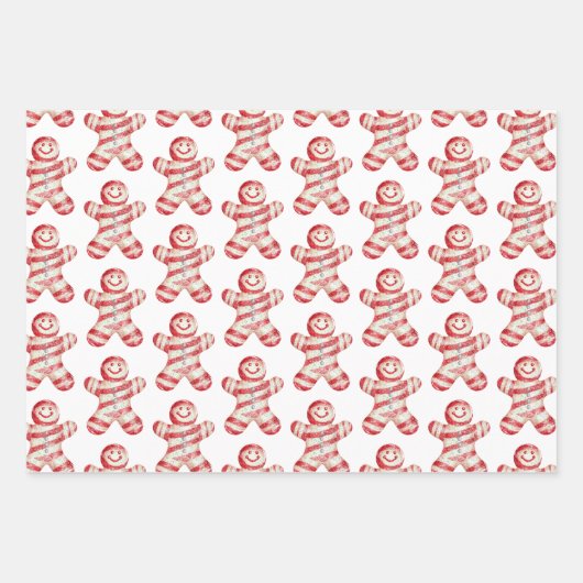 Kerst Rood Witte Pepermunt Bomen Vossen Cookies Inpakpapier Vel (Voorkant 3)