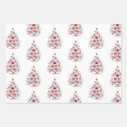 Kerst Rood Witte Pepermunt Bomen Vossen Cookies Inpakpapier Vel (Voorkant)