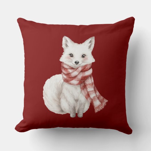 Kerst Rood Witte Pepermunt Vos en Herten Kussen (Voorkant)