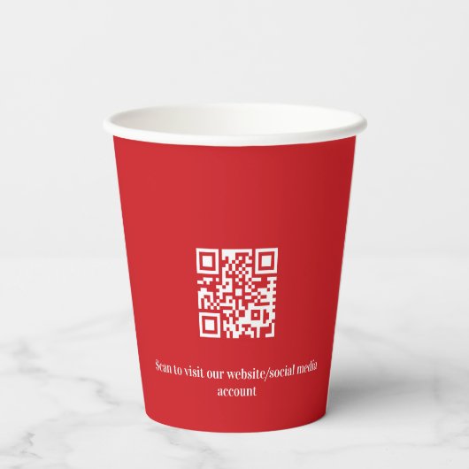 Kerst rood zakelijke logo qr code papieren bekers (Achterkant)