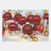 Kerst Rood & Zilver Decor Ballen Inpakpapier Vel (Voorkant 3)