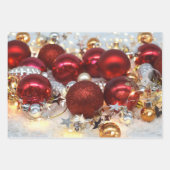 Kerst Rood & Zilver Decor Ballen Inpakpapier Vel (Voorkant)