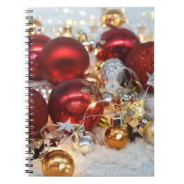 Kerst Rood & Zilver Decor Ballen Notitieboek