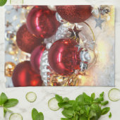 Kerst Rood & Zilver Decor Ballen Theedoek (Gevouwen)