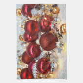 Kerst Rood & Zilver Decor Ballen Theedoek (Verticaal)