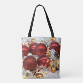 Kerst Rood & Zilver Decor Ballen Tote Bag (Achterkant)