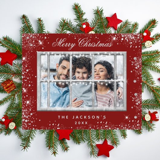 Kerst rood zilver foto venster budget flyer