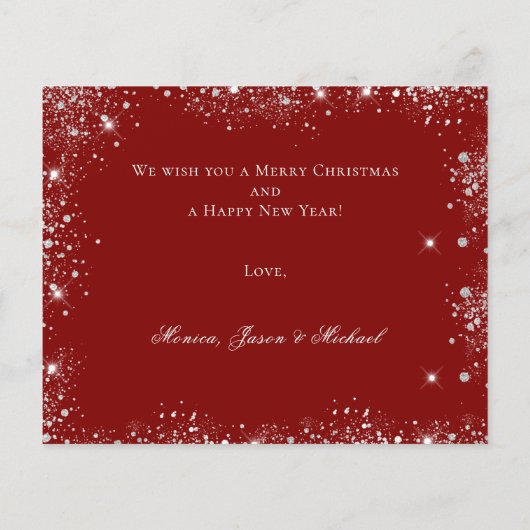 Kerst rood zilver foto venster kaart (Achterkant)