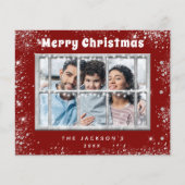 Kerst rood zilver foto venster kaart (Voorkant)