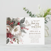 Kerst Rood Zilver Wit Christelijk Bijbelhuwelijk Kaart (Staand voorkant)