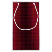 Kerst Rood Zwart Gingham Check Pattern Classic Klein Cadeauzakje (Achterkant)