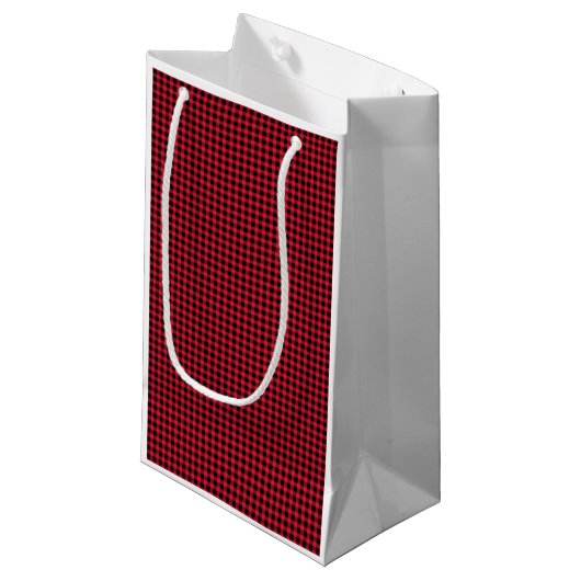Kerst Rood Zwart Gingham Check Pattern Classic Klein Cadeauzakje (Voorkant Gekanteld)