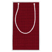 Kerst Rood Zwart Gingham Check Pattern Classic Klein Cadeauzakje (Voorkant)