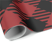 Kerst Rood Zwart Plaid Cadeaupapier (Rol Hoek)
