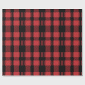 Kerst Rood Zwart Plaid Cadeaupapier (Vlak)