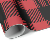 Kerst Rood Zwart Plaid Cadeaupapier (Rol Hoek)