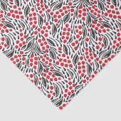 Kerst Rood Zwart Wit Winter Holly Berries Tissuepapier (Detail)