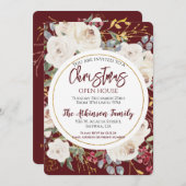 Kerst Roos Bloemen Bourgondië Open House Party Kaart (Voorkant / Achterkant)