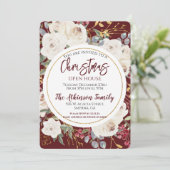 Kerst Roos Bloemen Bourgondië Open House Party Kaart (Staand voorkant)