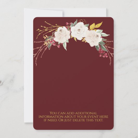 Kerst Roos Bloemen Bourgondië Open House Party Kaart (Achterkant)