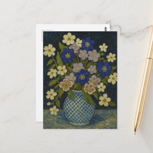 Kerst Roos, Dogwood en Hepatica Briefkaart (Voorkant / Achterkant in situ)