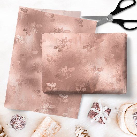 Kerst Roos Goud Hulst Bladeren Patroon Tissuepapier